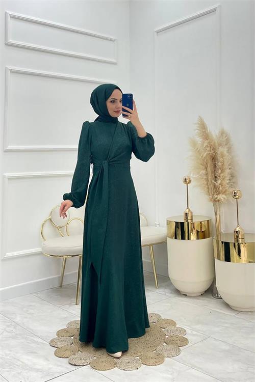 XXL Butik kadın anvelop jakarlı tesettür elbise X-NMS044 