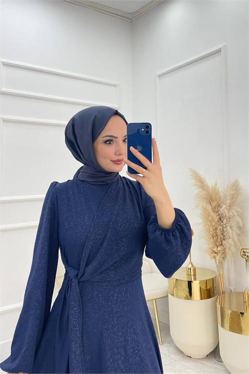 XXL Butik kadın anvelop jakarlı tesettür elbise X-NMS044 
