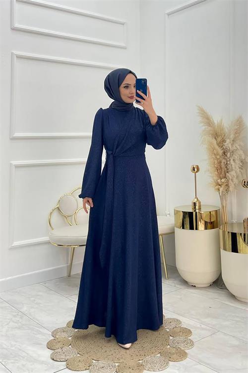 XXL Butik kadın anvelop jakarlı tesettür elbise X-NMS044 