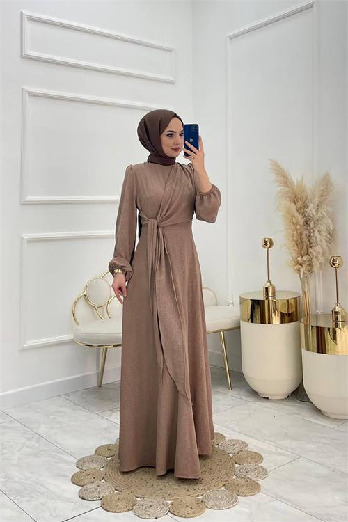 XXL Butik kadın anvelop jakarlı tesettür elbise X-NMS044 