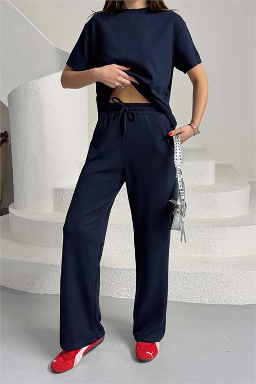 Kadın Lacivert Modal Kumaş İkili Takım – Likralı Esnek ESR029 