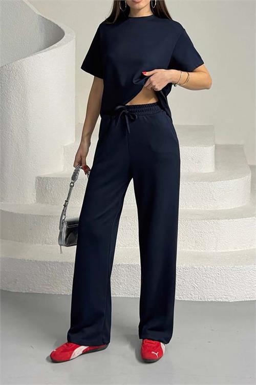 Kadın Lacivert Modal Kumaş İkili Takım – Likralı Esnek ESR029 