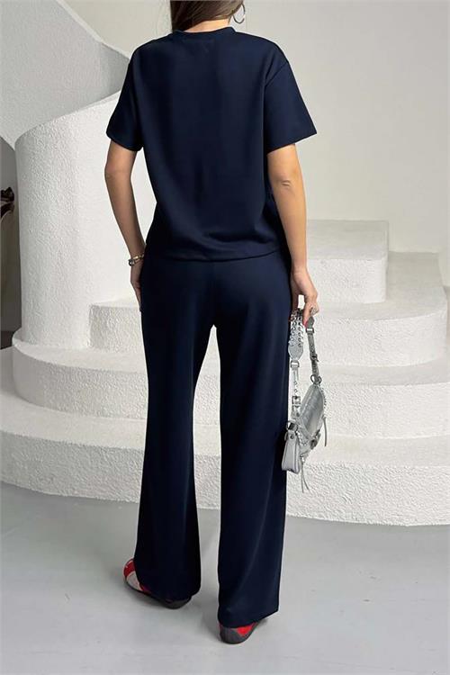 Kadın Lacivert Modal Kumaş İkili Takım – Likralı Esnek ESR029 