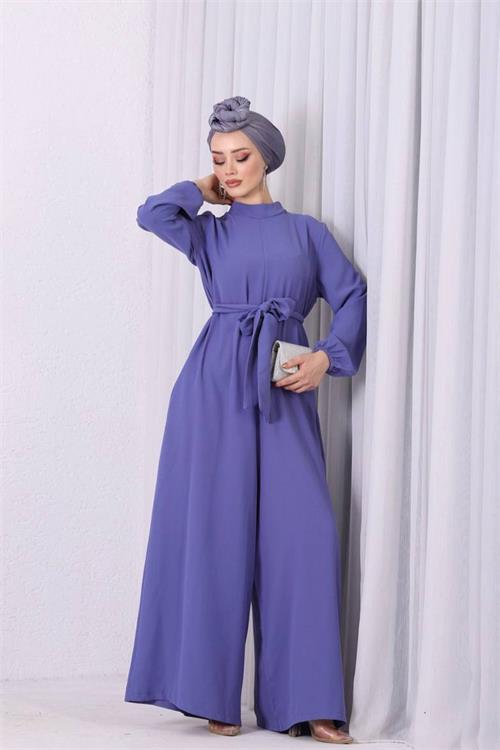 XXL Butik kadın çıkarılabilir broş gül detaylı tesettür tulum X-NMS003 