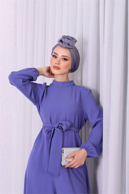 XXL Butik kadın çıkarılabilir broş gül detaylı tesettür tulum X-NMS003 