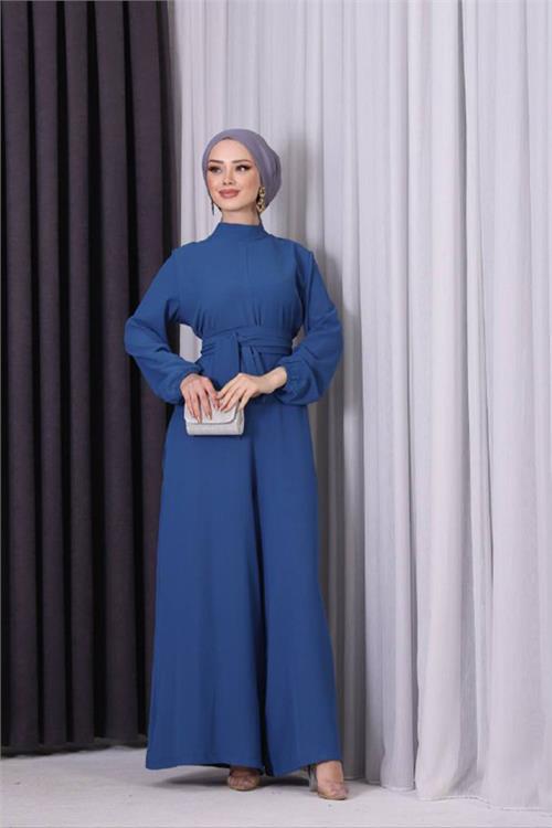 XXL Butik kadın çıkarılabilir broş gül detaylı tesettür tulum X-NMS003 
