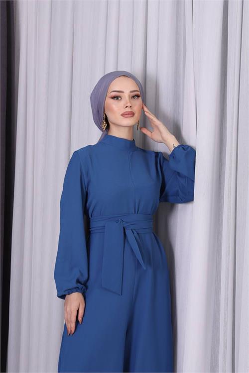 XXL Butik kadın çıkarılabilir broş gül detaylı tesettür tulum X-NMS003 