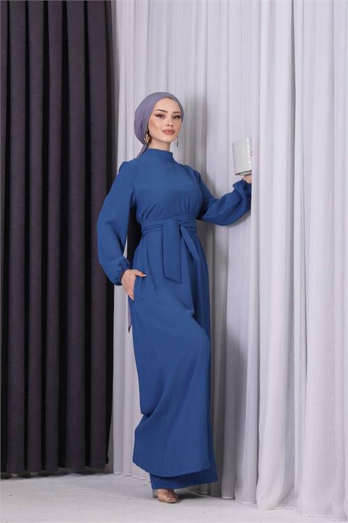 XXL Butik kadın çıkarılabilir broş gül detaylı tesettür tulum X-NMS003 