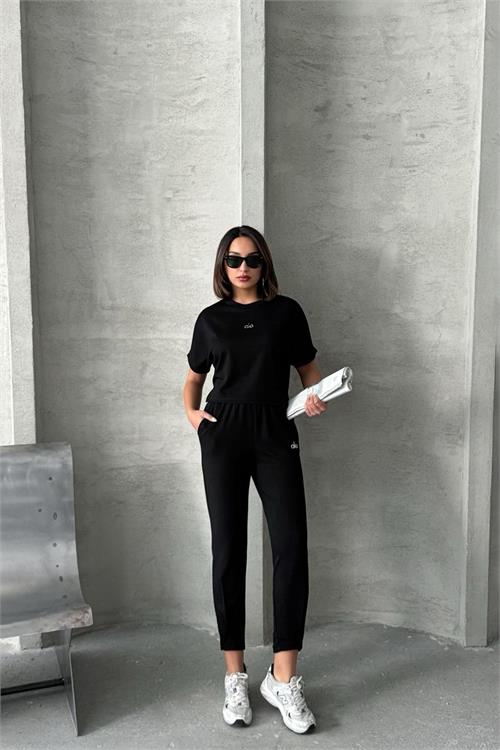 XXL Butik kadın modal yazlık paça detaylı eşofman takımı X-NBG074 