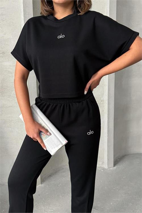 XXL Butik kadın modal yazlık paça detaylı eşofman takımı X-NBG074 