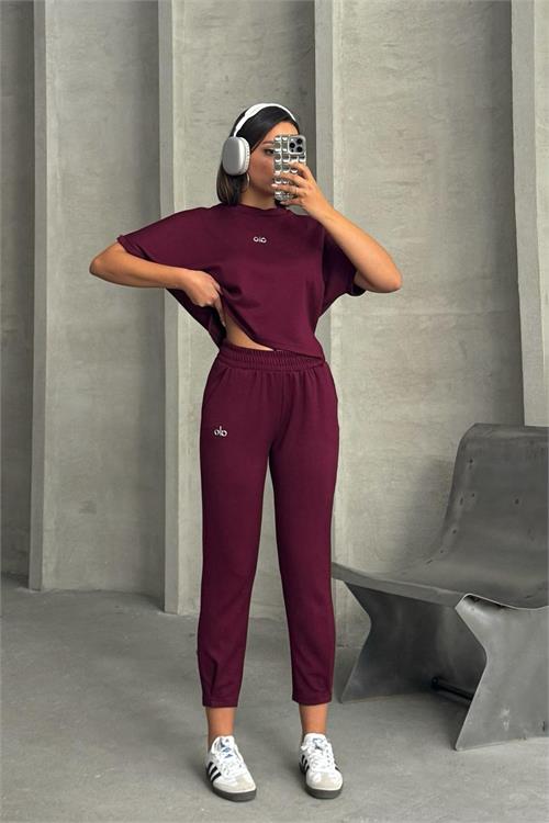 XXL Butik kadın modal yazlık paça detaylı eşofman takımı X-NBG074 