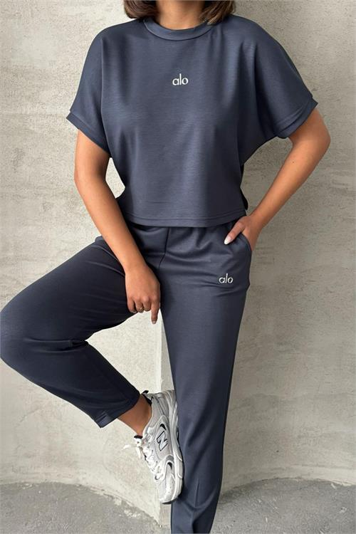 XXL Butik kadın modal yazlık paça detaylı eşofman takımı X-NBG074 