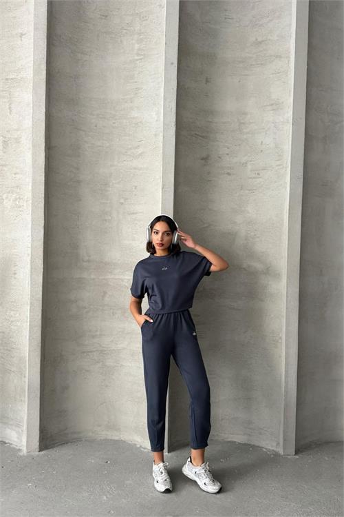 XXL Butik kadın modal yazlık paça detaylı eşofman takımı X-NBG074 