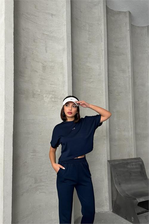XXL Butik kadın modal yazlık paça detaylı eşofman takımı X-NBG074 