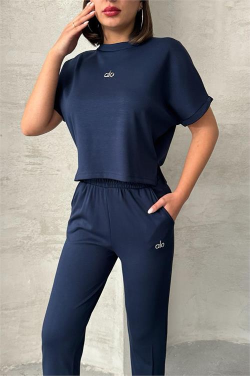 XXL Butik kadın modal yazlık paça detaylı eşofman takımı X-NBG074 