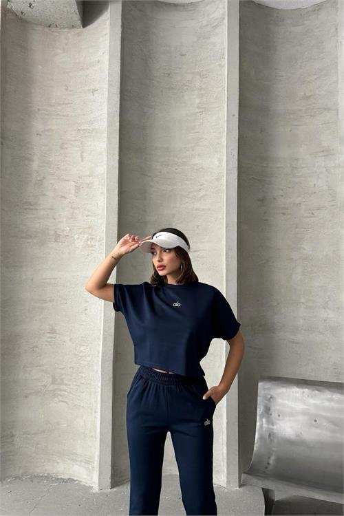 XXL Butik kadın modal yazlık paça detaylı eşofman takımı X-NBG074 