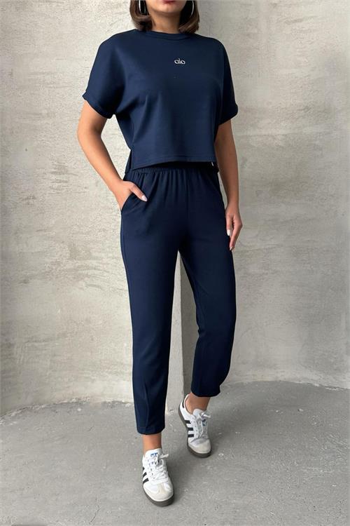 XXL Butik kadın modal yazlık paça detaylı eşofman takımı X-NBG074 